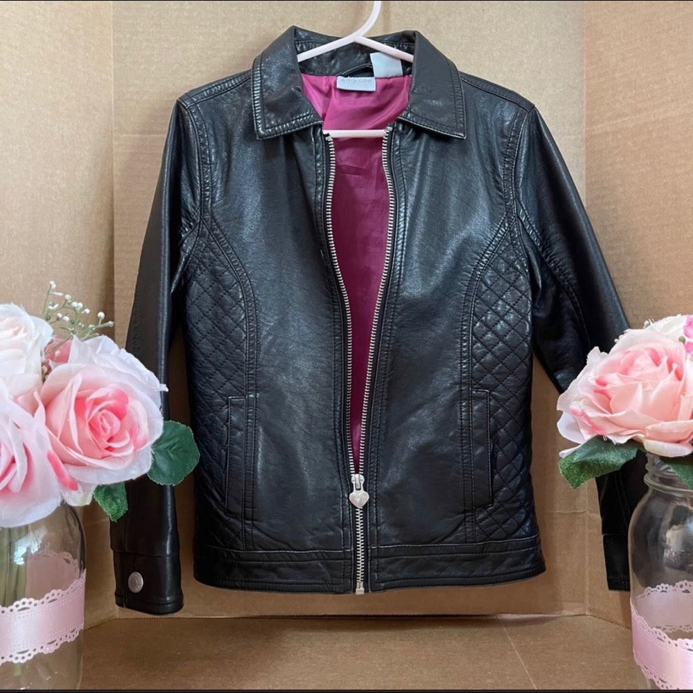 Amy Coe Leather imitation jacket Sz 5 with zipper